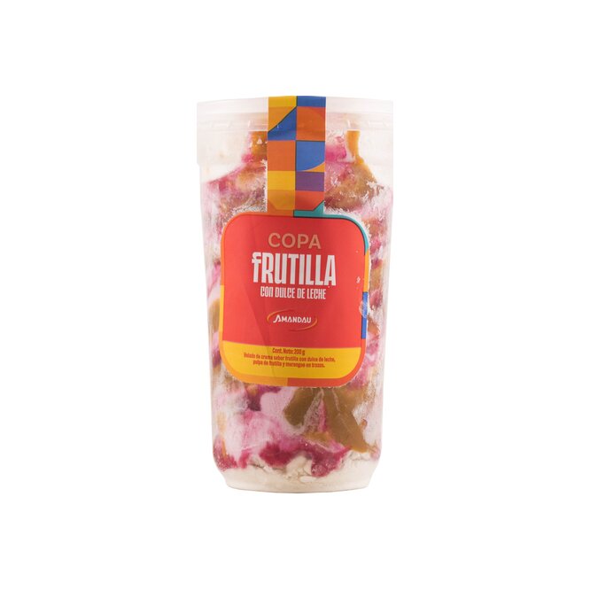 Helado copa fruta sabor dulce de leche caja Amandau 200 gramos