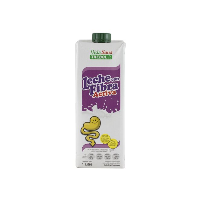 Leche descremada con fibra activa uat tetra Trébol 1 litro