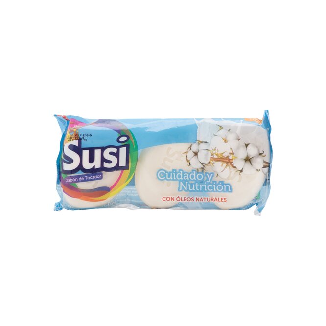 Jabón de tocador cuidado y nutrición Flor de algodón y leche pack 3 unidades Susi 80 gramos