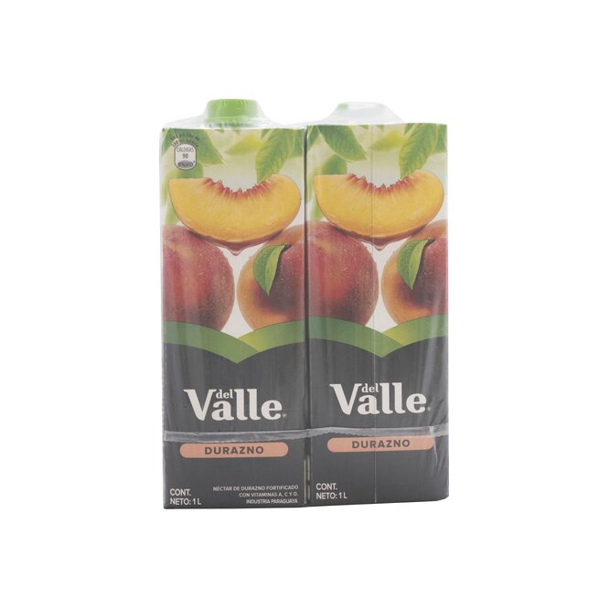Jugo sabor durazno tetra pack 2 unidades Del Valle 1 litro