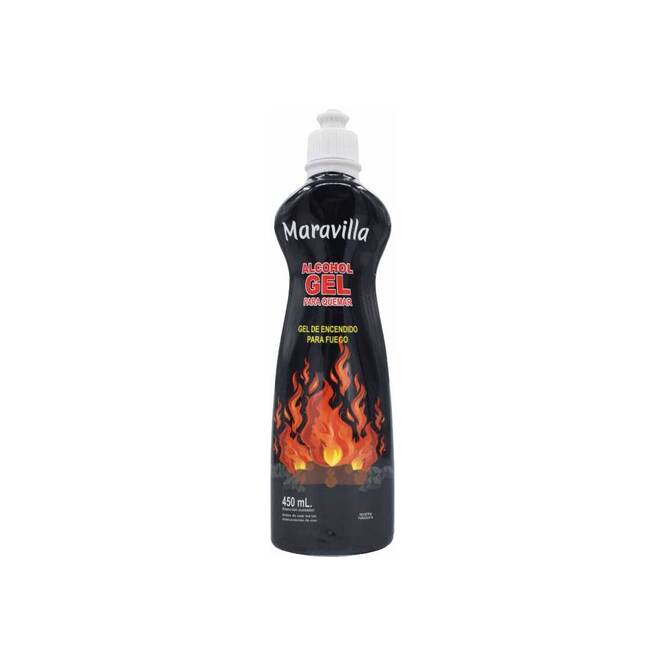Alcohol gel de quemar en botella descartable Maravilla 450 ml