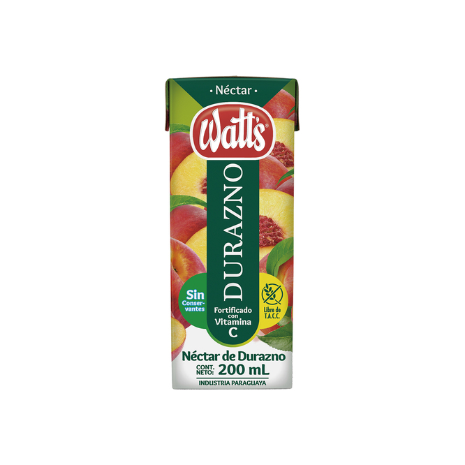 Jugo sabor durazno tetra Watts 200 ml