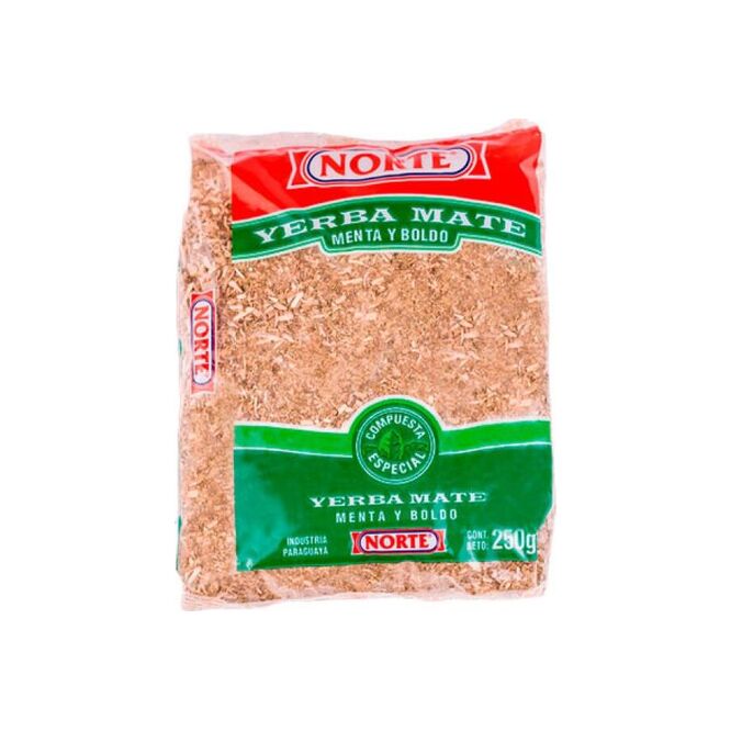 Yerba mate con menta y boldo paquete Norte 250 gramos