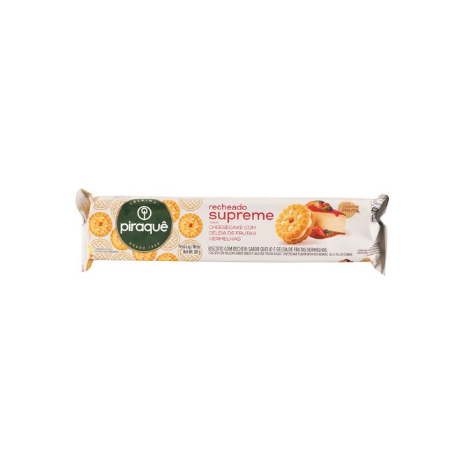 Galletitas con relleno de jalea de frutas rojas Piraque 80 gramos