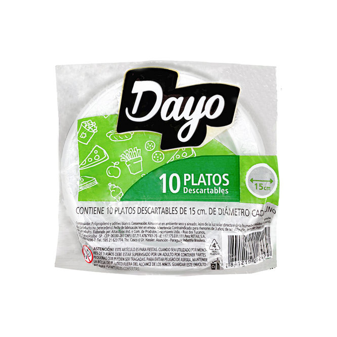 Platos Descartables 15 cm DAYO 10 unidades