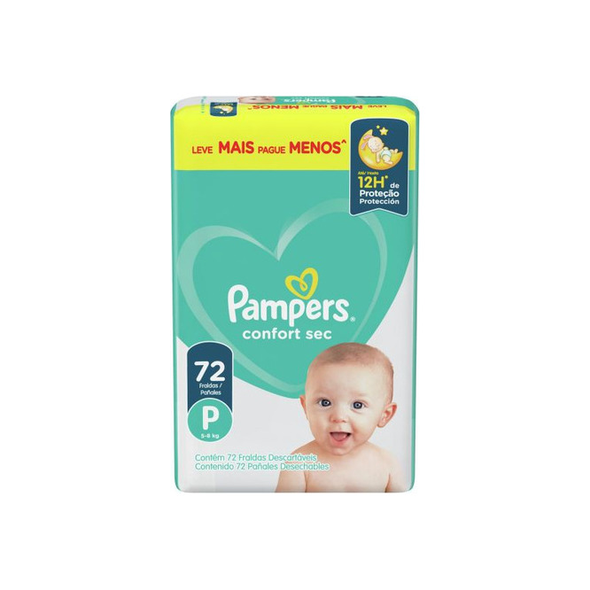 Pañal confort sec desechable tamaño p Pampers 72 unidades