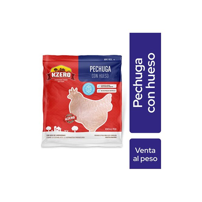 Pechuga de pollo con hueso congelada en paquete Kzero por kilo