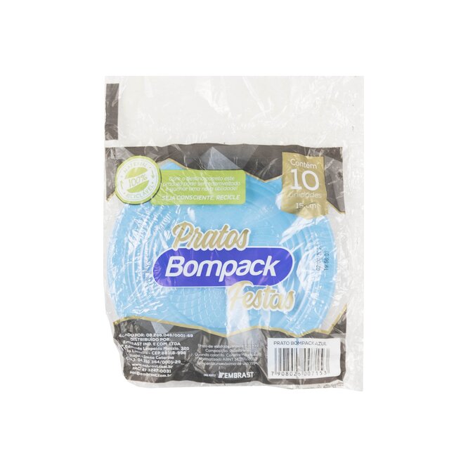 Platos Desechables color celeste Bompack 10 unidades