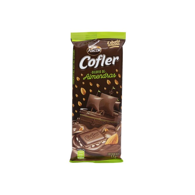 Chocolate tableta leche con almendras Arcor 55 gramos