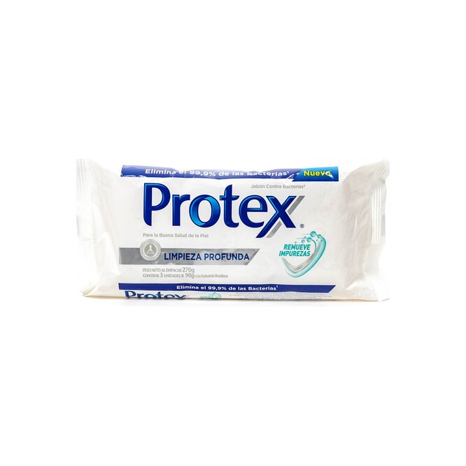 Jabón de tocador Limpieza profunda de 90 gramos Protex 3 unidades