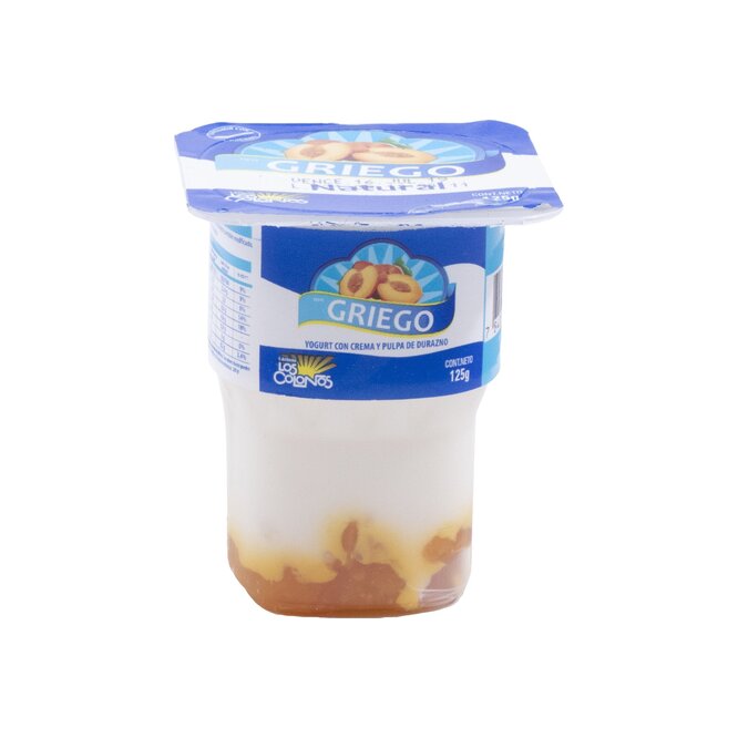 Yoghurt griego sabor durazno natural Los colonos 125 ml