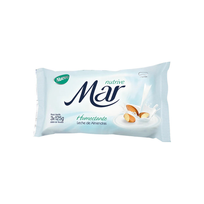 Jabón de tocador leche y almendras pack 3 unidades Mar 125 gramos