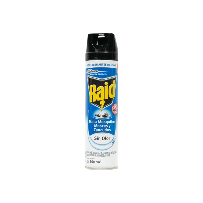 Insecticida mata mosca y mosquitos sin olor en aerosol Raid 360 ml