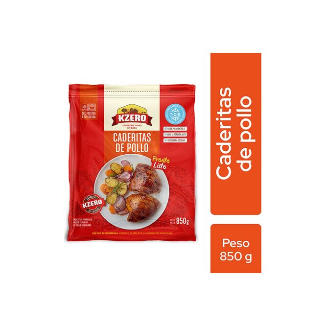 Caderitas de pollo muslo superior congelado paquete Kzero 850 gramos