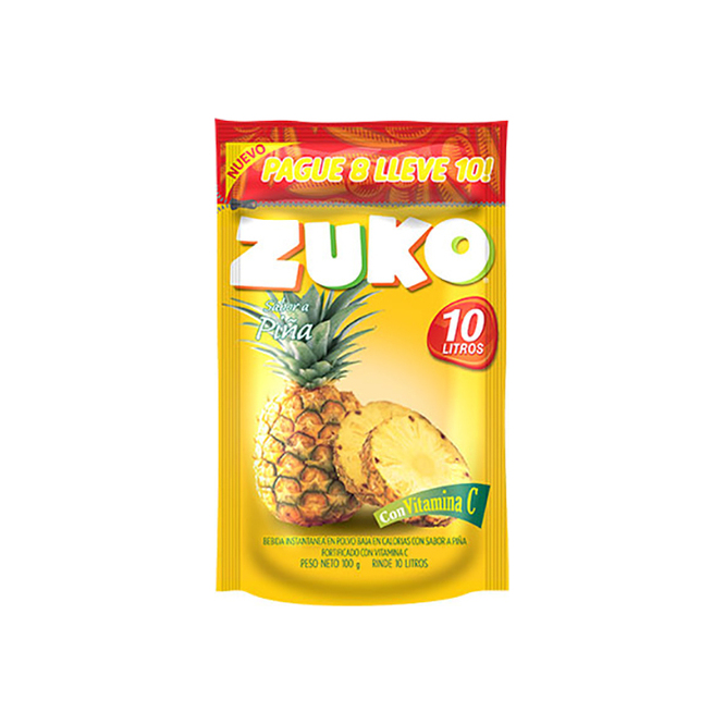 Jugo en polvo Sabor Piña para 10 liros en sobre en Polvo Zuko 100 gramos