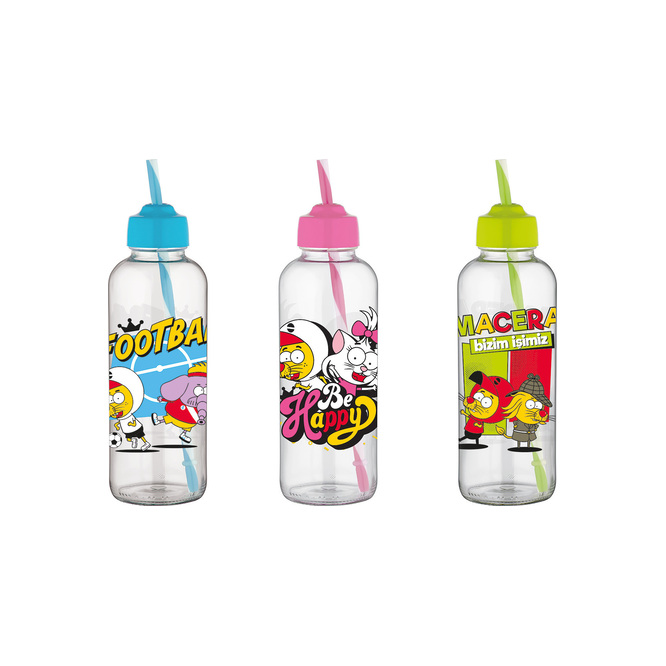 Botella de Vidrio con Pajilla Renga 450 ml