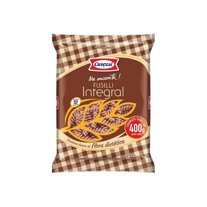 Fideos fusilli integral Carozzi 400 gramos