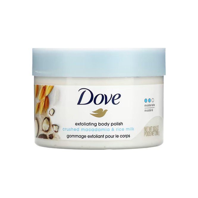 Crema Exfoliante con Macadamia y Leche de Arroz Dove 298 gramos