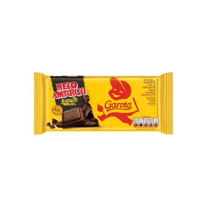 Chocolate medio amargo tableta Garoto 80 gramos