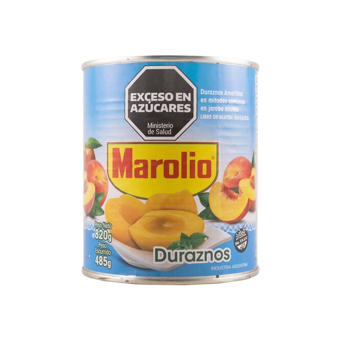 Duraznos en mitades en lata Marolio 820 gramos
