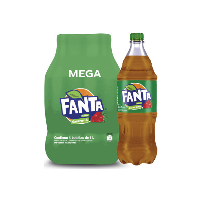 Gaseosa mega guaraná pack 4 unidades Fanta 1 litro