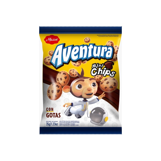 Galletitas dulces mini chips Aventura Mazzei 35 gramos