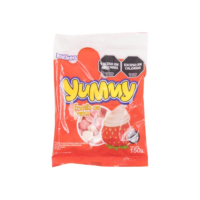Gomitas sabor frutilla con crema en paquete Yummy 150 gramos