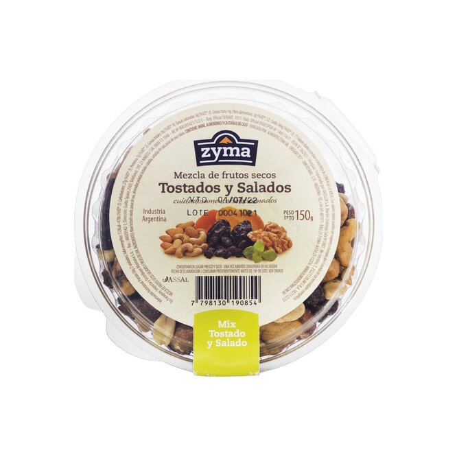 Frutos secos tostados salados en pote Zyma 150 gramos