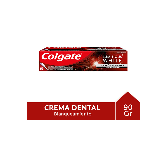 Crema dental luminosa blanca carbono activado Colgate 90 gramos