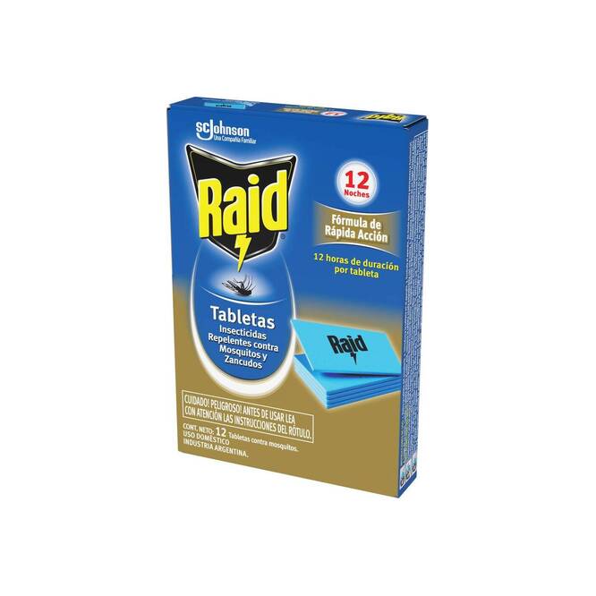 Tabletas insecticidas repelentes contra mosquitos y zancudos 12 Noches Raid