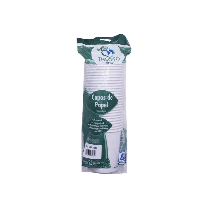 VASOS DE PAPEL 240 ML THEOTO ECO 25UN