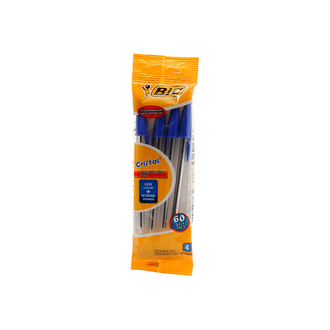Bolígrafo cristal Bic 4 unidades