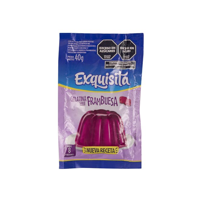 Gelatina en polvo sabor frambuesa Exquisita 40 gramos
