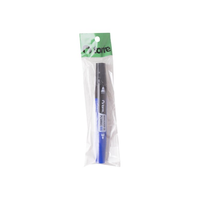 MARCADOR P/PIZARRAS DUO NEG/AZUL TORRE