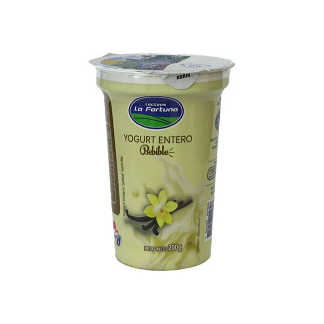 Yogurt entero bebible sabor vainilla pote La fortuna 200 gramos
