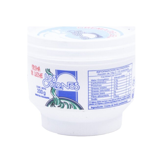 Crema de leche pote Los colonos 200 ml