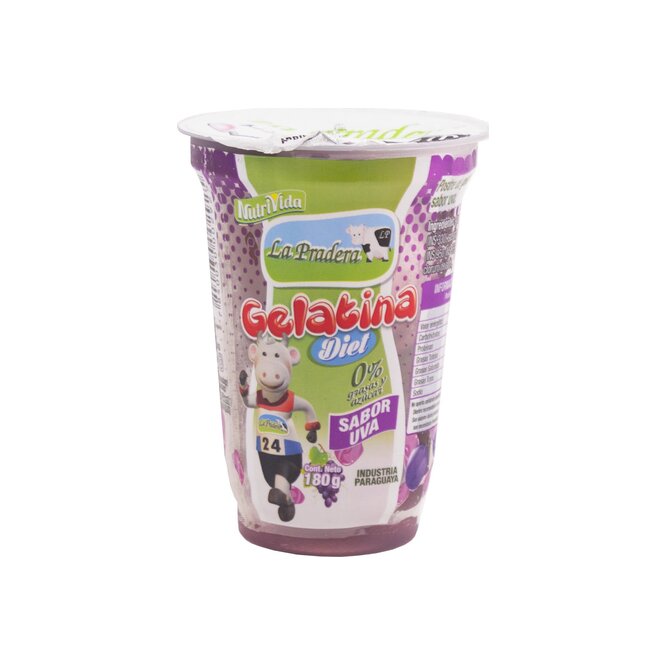 Gelatina diet sabor uva pote La Pradera 180 gramos