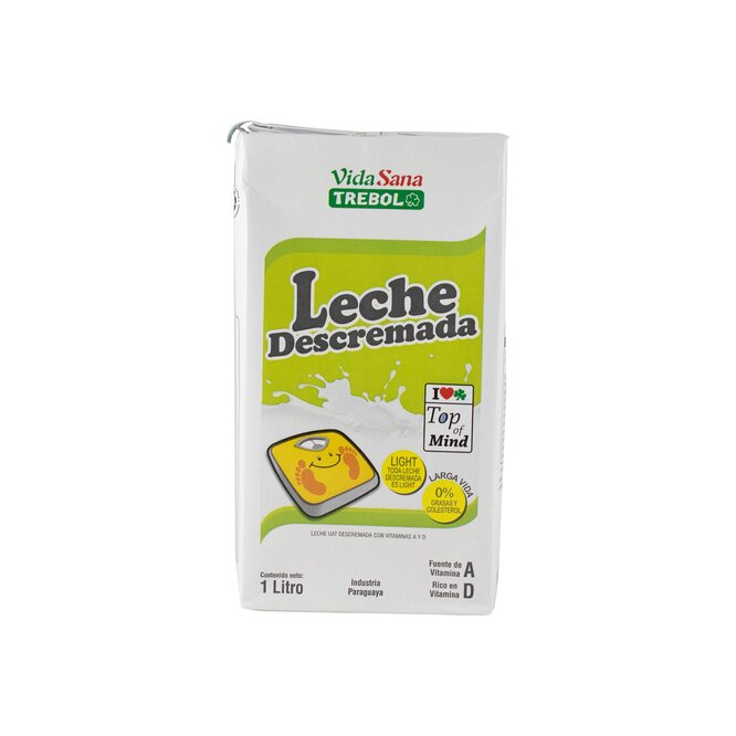 Leche descremada con vitamina a y d tetra Trébol 1 litro