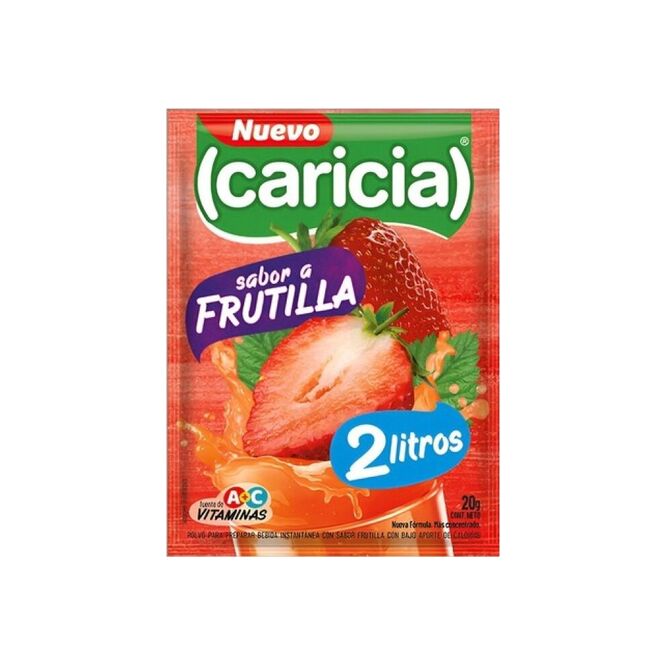 Jugo en polvo Sabor Frutos Tropicales para 2 litros en Polvo Caricia 20 gramos