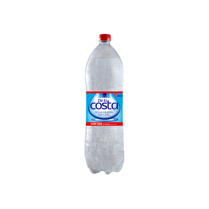 Agua mineral con gas botella De la costa 2 litros