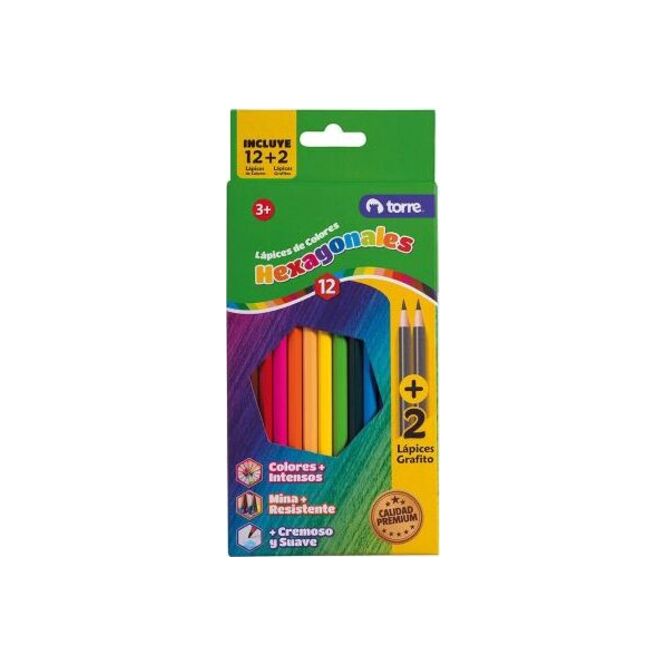 Lápices de colores y grafico Torre 14 unidades