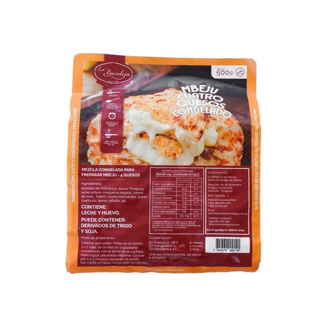 Mezcla para mbejú cuatro quesos congelada paquete La Bandeja 500 gramos
