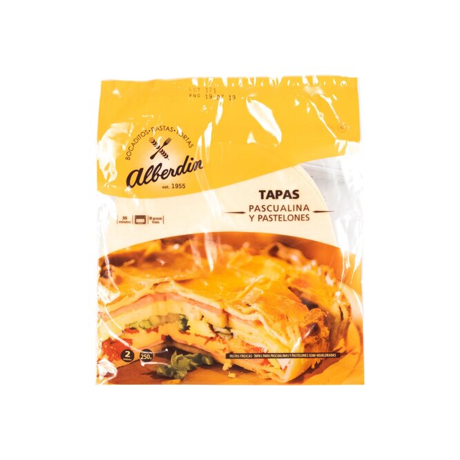 Tapa para pascualina chica semi hojaldrada Alberdin 250 gramos