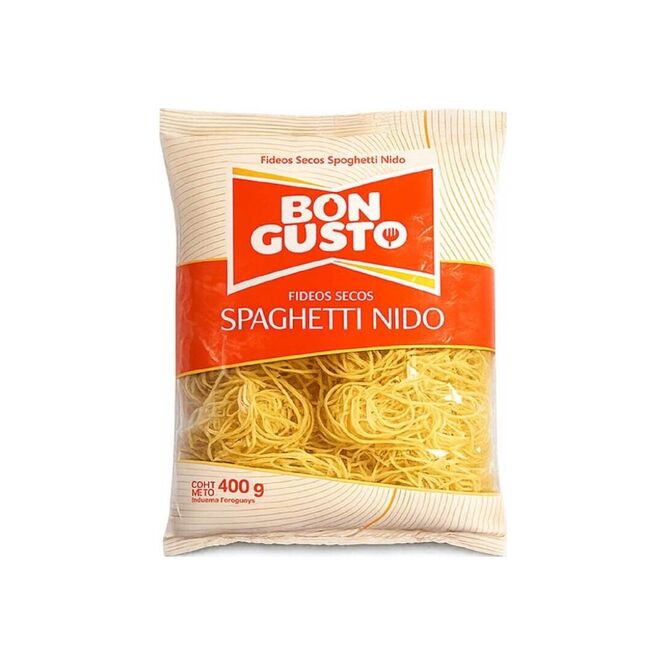 Fideos secos spaguetti paquete Bon Gusto 400 gramos