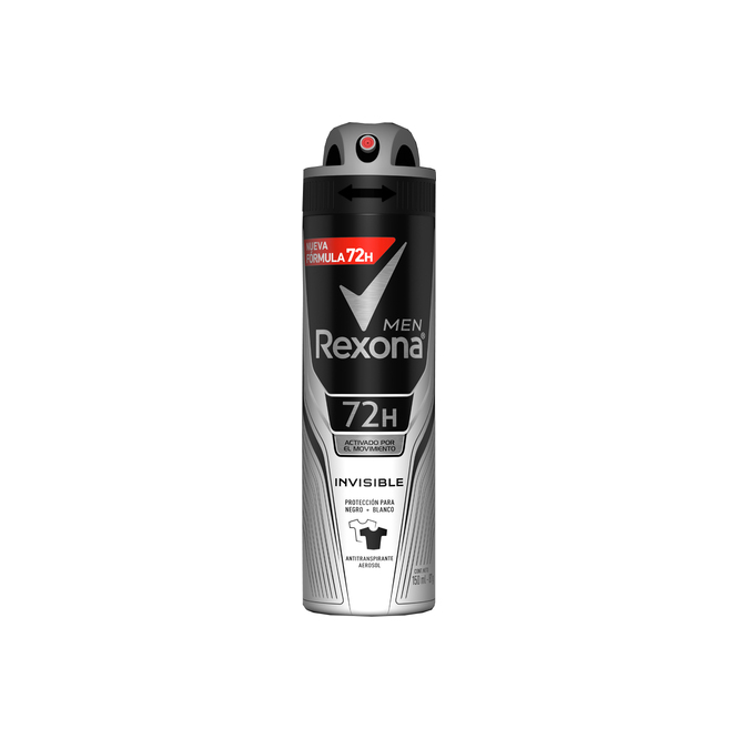 Desodorante antitranspirante antibacterial invisible men en aerosol Rexona 150 ml