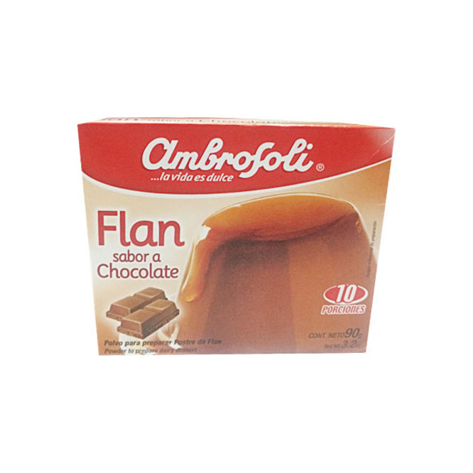 Flan sabor chocolate en caja Ambrosoli 90 gramos