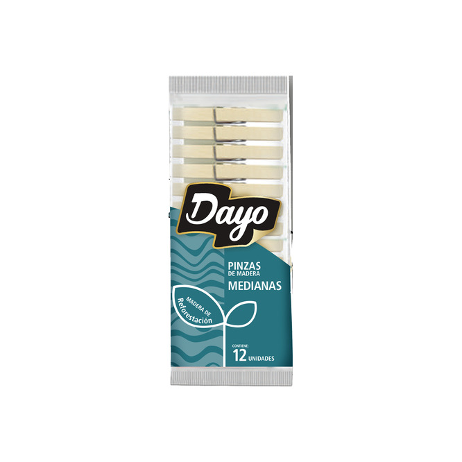 Pinza Para Ropa de Madera Tamaño M DAYO 12 unidades