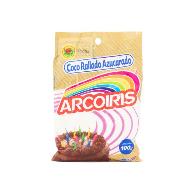 Coco rallado azucarado paquete Arcoíris 100 gramos
