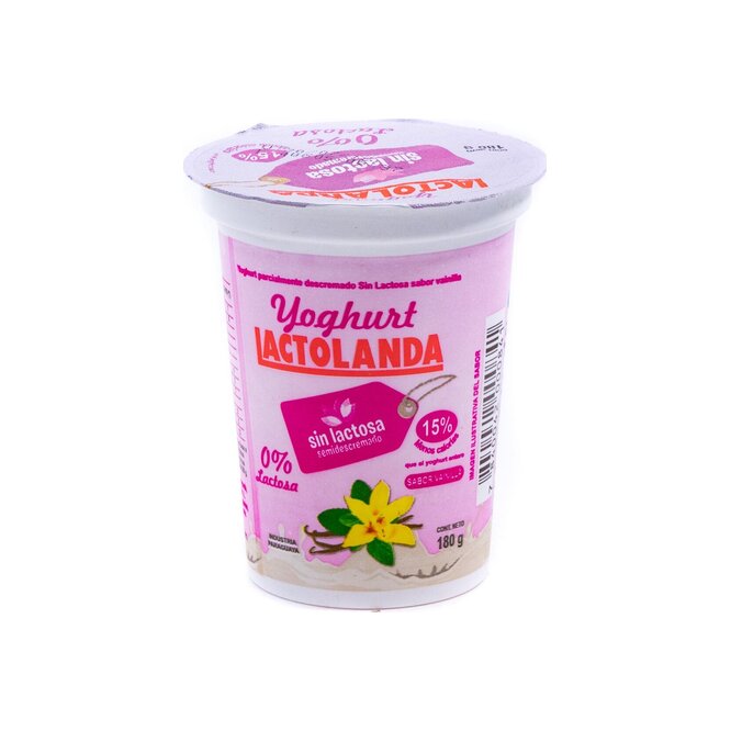 Yoghurt vainilla semidescremado sin lactosa Lactolanda 180 ml