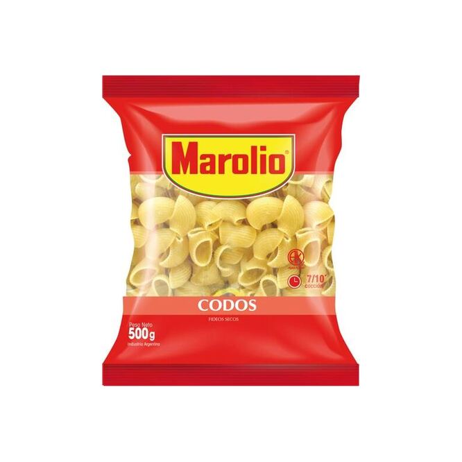 Fideo codo en paquete Marolio 500 gramos